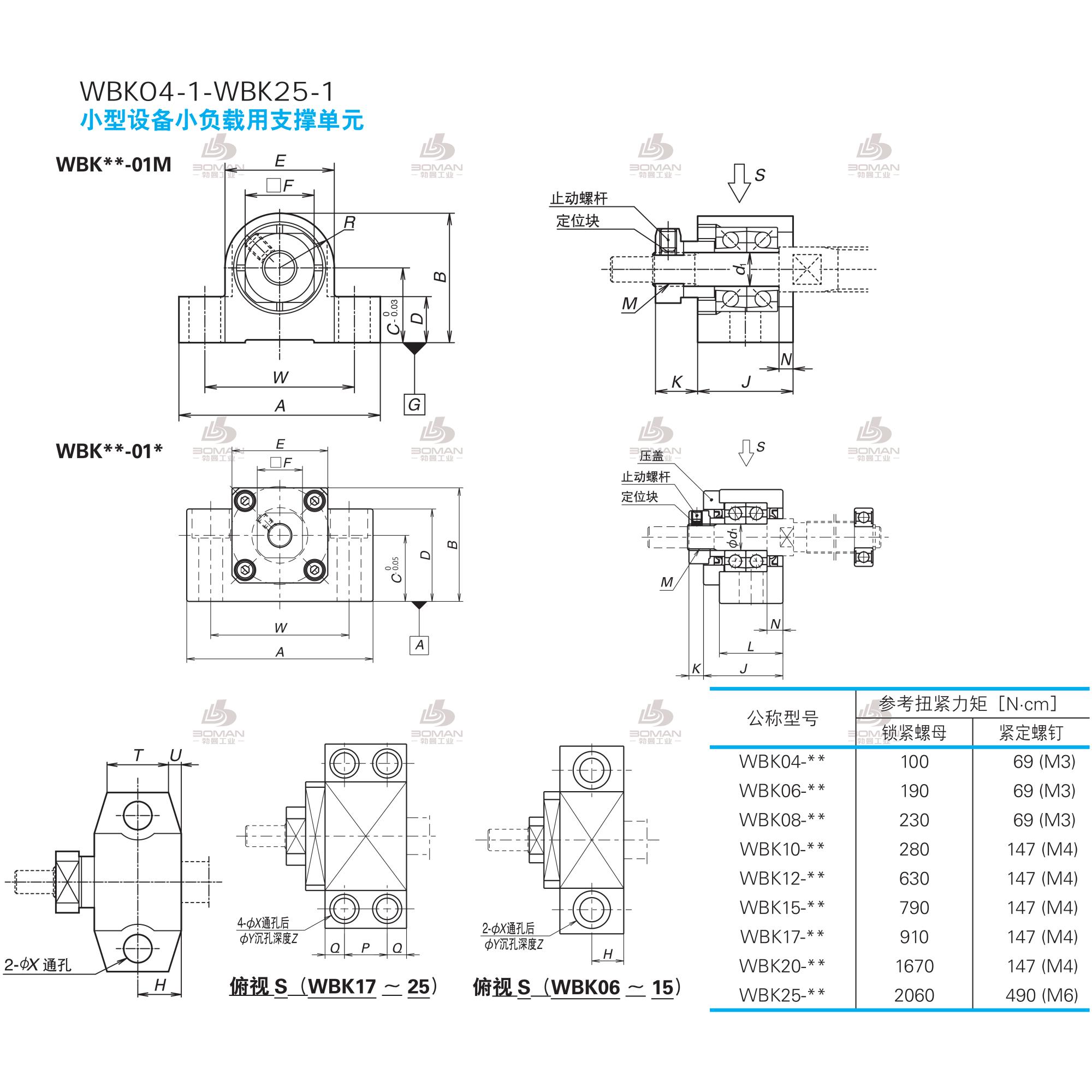 WBK17-01A-小型机器轻载荷用支承单元