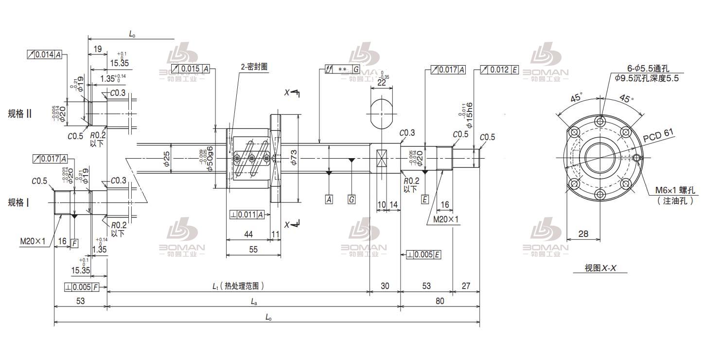 W2507SA-2P-C5Z5   BB L    5-SA标准滚珠丝杠