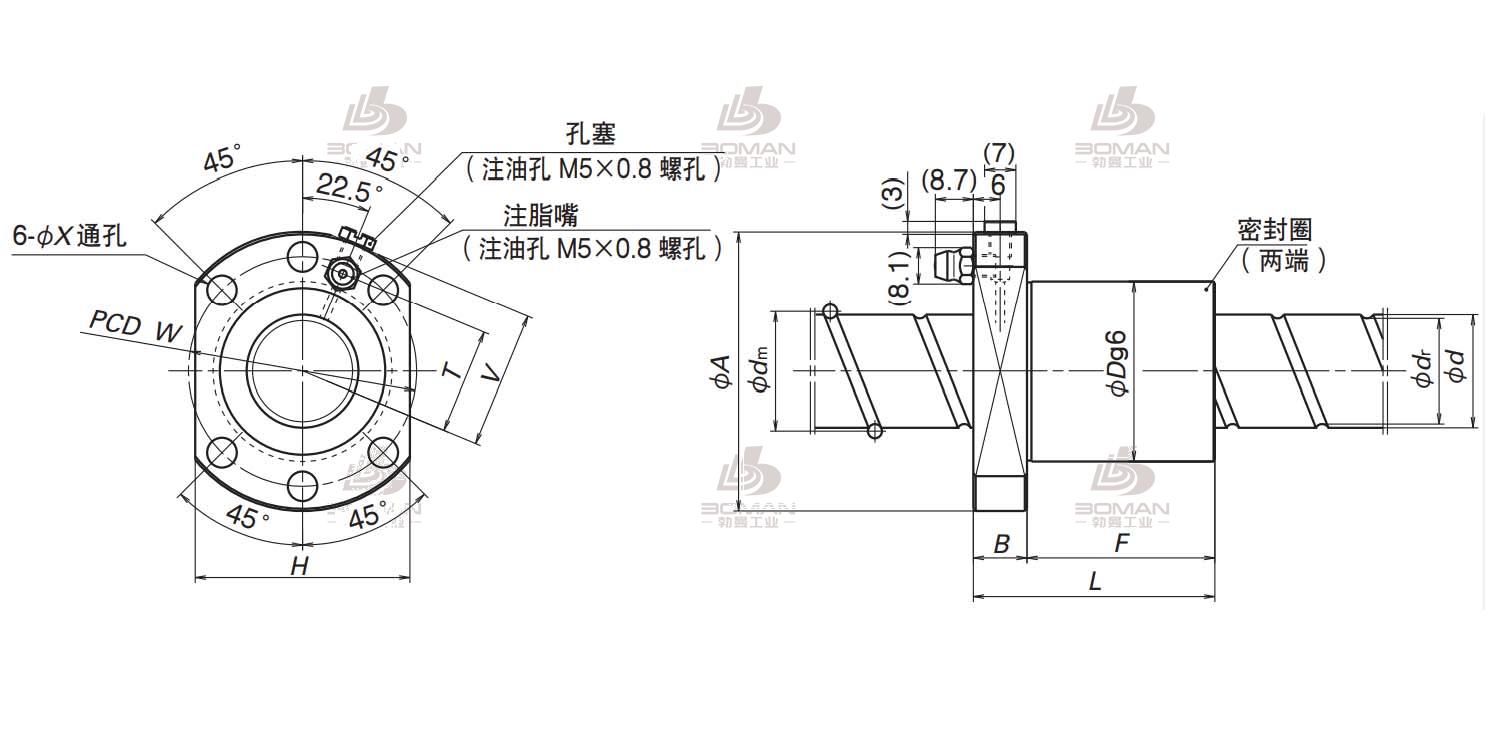 NSK BSS2520-2E发黑处理单螺母-BSS标准系列丝杠