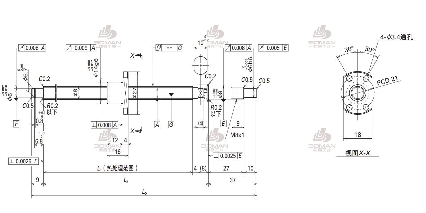 W0801MA-1PY-C3Z1-轴端完成品滚珠丝杠