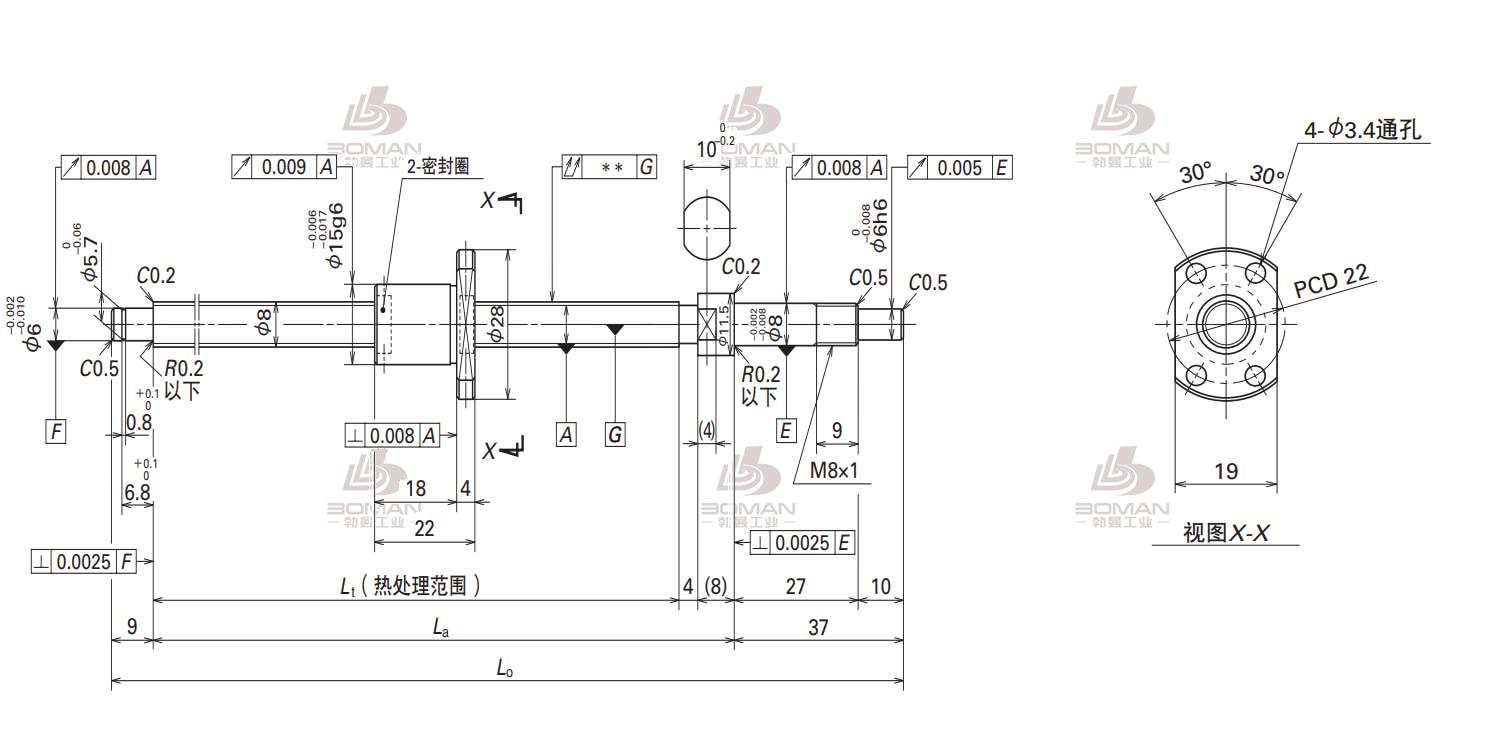 W0801MA-5PY-C3Z1.5-轴端完成品滚珠丝杠