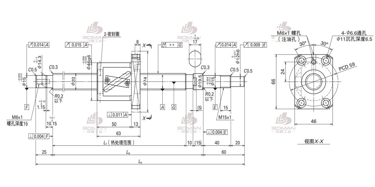 W2003FA-3P-C5Z20-MA标准滚珠丝杠