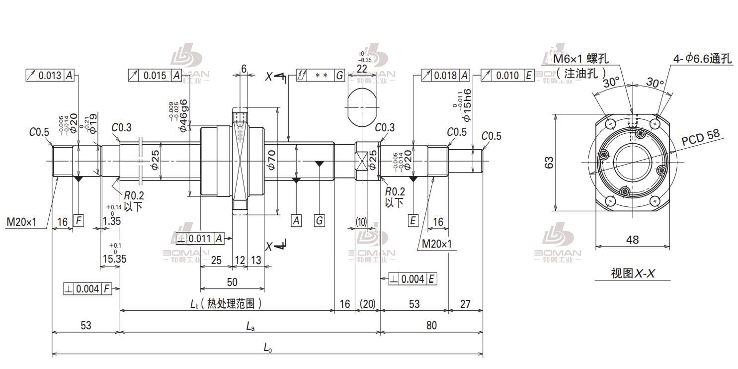 W2508FA-1PGX-C5Z50-SA标准滚珠丝杠