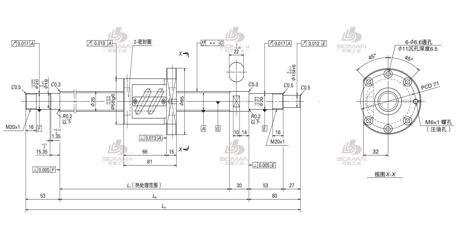 W2505SA-4P-C5Z10-轴端完成品滚珠丝杠