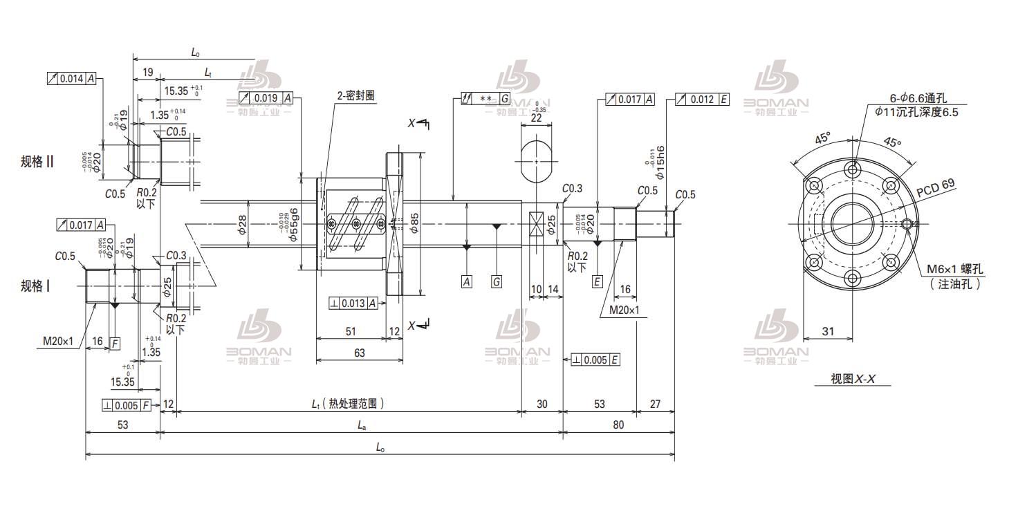 W2805SA-3P-C5Z6-FA标准滚珠丝杠