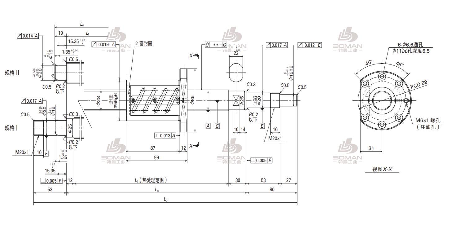 W2807SA-4Z-C5Z6-轴端完成品滚珠丝杠