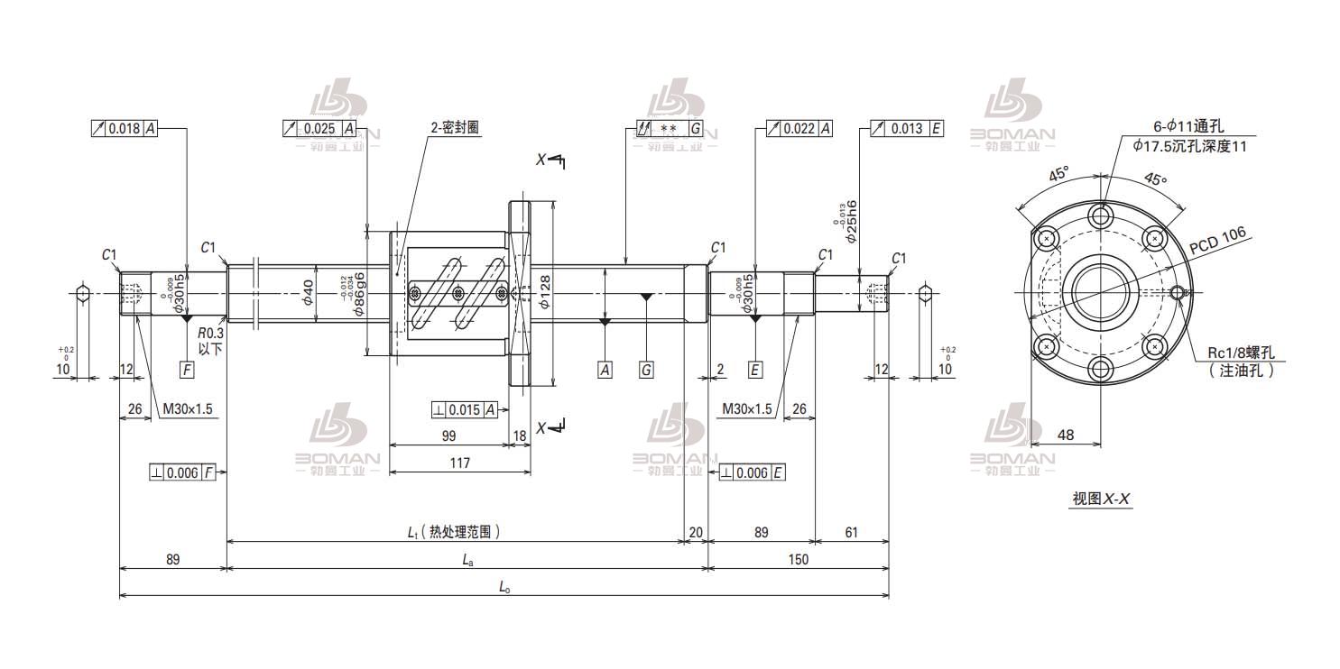 W4017SA-3Z-C5Z12-SA标准滚珠丝杠