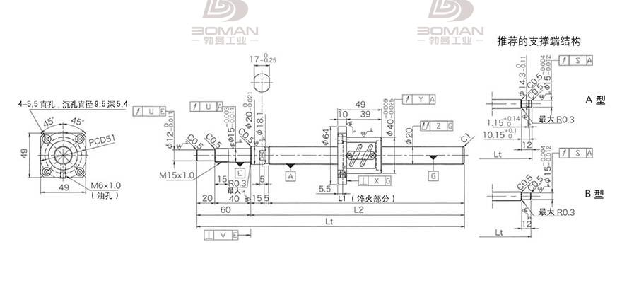 KURODA GP2004ES-AALR-1005B-C3F 黑田丝杆替换尺寸图解视频