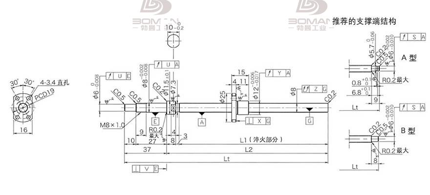 KURODA DP0801JS-HDNR-0180B-C3F 黑田精工丝杆规格说明