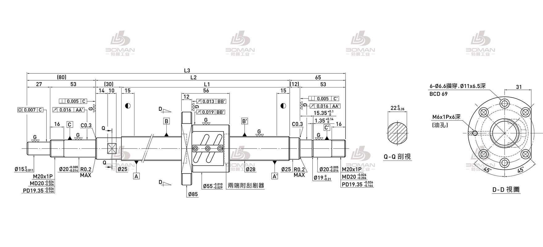 HIWIN上银 R28-5B2-FSW-270-399-0.018 上银导轨丝杠作用